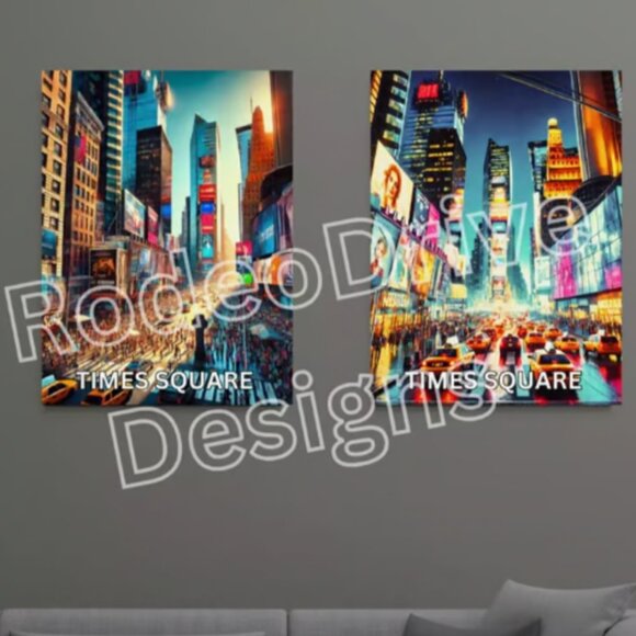 Times Square: Day and Night Energy 18x24 Print Times Square Wall Art by Denardai - Picture 1 of 4
